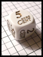 Dice : Dice - 6D - Koplow Euro Cents White and Bronze Die - Troll and Toad Dec 2010